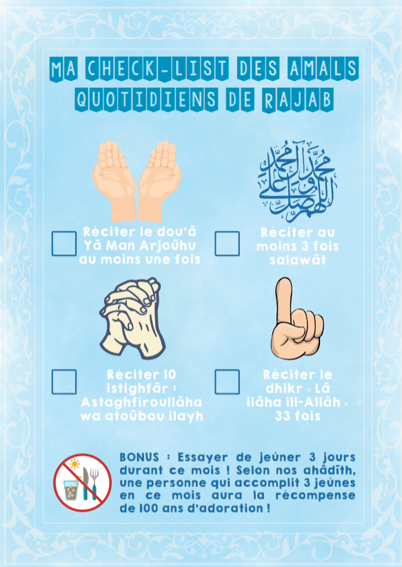 Childrens Rajab Checklist (French)